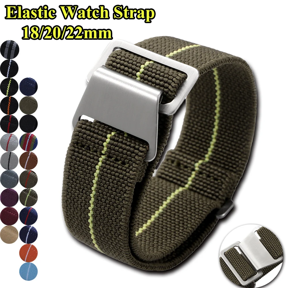 Nato Strap Nylon - Correa de reloj elástica de 18mm,