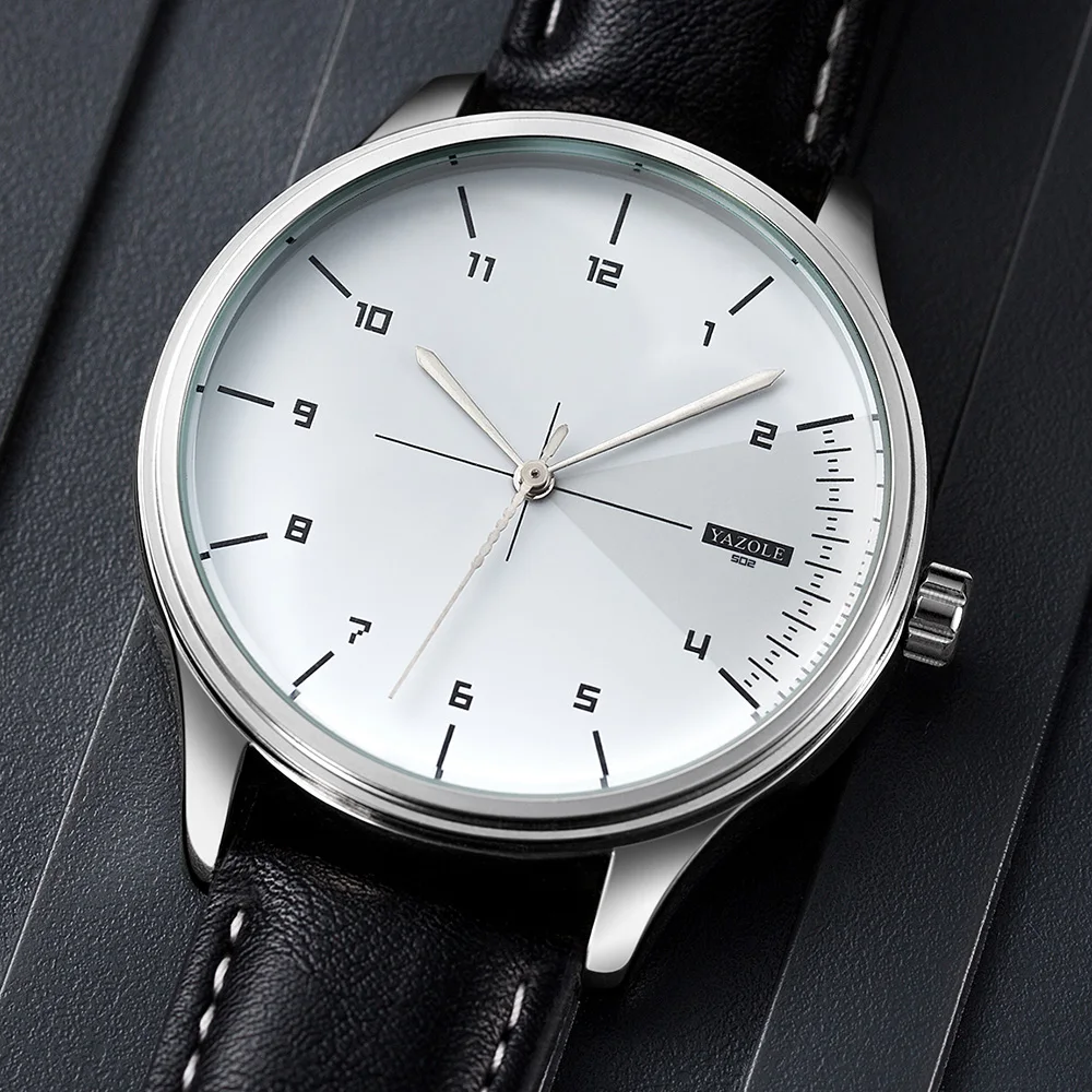 Leather Watch Band Men - Relojes de cuarzo YAZOLE de primera