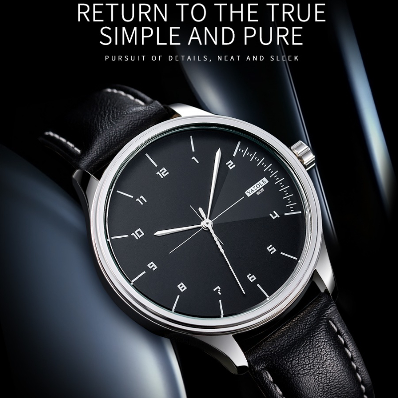 Relojes de cuarzo YAZOLE de pr - Leather Watch Band Men reseña y precio